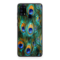 Thumbnail for Samsung M31 Real Peacock Feathers θήκη από τη Smartfits με σχέδιο στο πίσω μέρος και μαύρο περίβλημα | Smartphone case with colorful back and black bezels by Smartfits