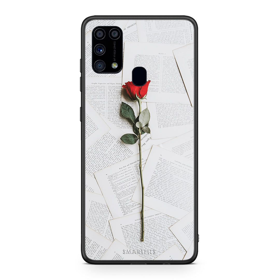 Samsung M31 Red Rose θήκη από τη Smartfits με σχέδιο στο πίσω μέρος και μαύρο περίβλημα | Smartphone case with colorful back and black bezels by Smartfits
