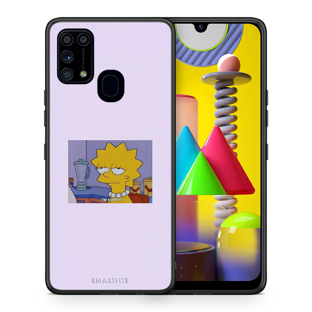 Θήκη Samsung M31 So Happy από τη Smartfits με σχέδιο στο πίσω μέρος και μαύρο περίβλημα | Samsung M31 So Happy case with colorful back and black bezels