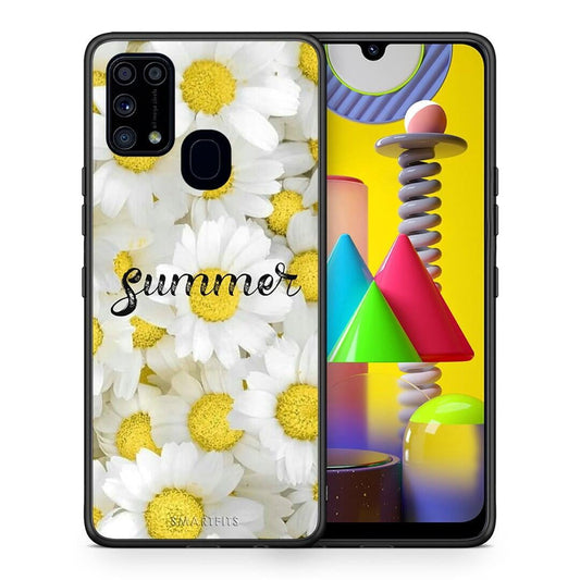 Θήκη Samsung M31 Summer Daisies από τη Smartfits με σχέδιο στο πίσω μέρος και μαύρο περίβλημα | Samsung M31 Summer Daisies case with colorful back and black bezels