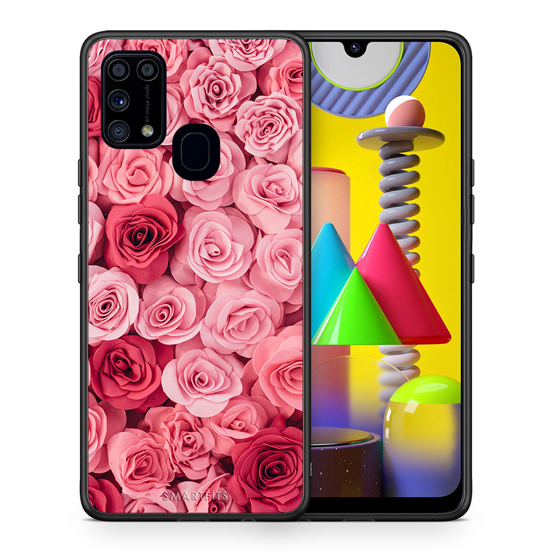 Θήκη Samsung M31 RoseGarden Valentine από τη Smartfits με σχέδιο στο πίσω μέρος και μαύρο περίβλημα | Samsung M31 RoseGarden Valentine case with colorful back and black bezels