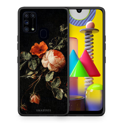 Θήκη Samsung M31 Vintage Roses από τη Smartfits με σχέδιο στο πίσω μέρος και μαύρο περίβλημα | Samsung M31 Vintage Roses case with colorful back and black bezels