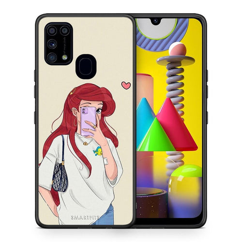 Θήκη Samsung M31 Walking Mermaid από τη Smartfits με σχέδιο στο πίσω μέρος και μαύρο περίβλημα | Samsung M31 Walking Mermaid case with colorful back and black bezels