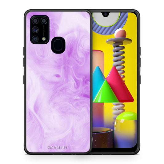 Θήκη Samsung M31 Lavender Watercolor από τη Smartfits με σχέδιο στο πίσω μέρος και μαύρο περίβλημα | Samsung M31 Lavender Watercolor case with colorful back and black bezels