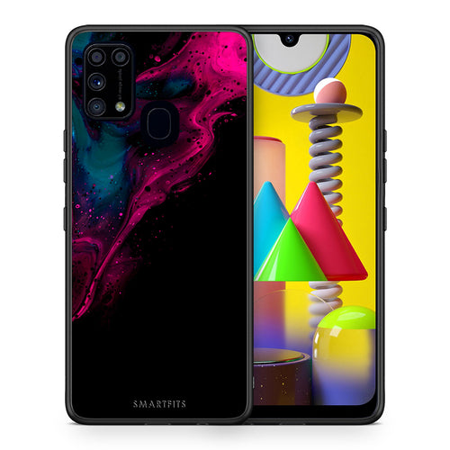 Θήκη Samsung M31 Pink Black Watercolor από τη Smartfits με σχέδιο στο πίσω μέρος και μαύρο περίβλημα | Samsung M31 Pink Black Watercolor case with colorful back and black bezels
