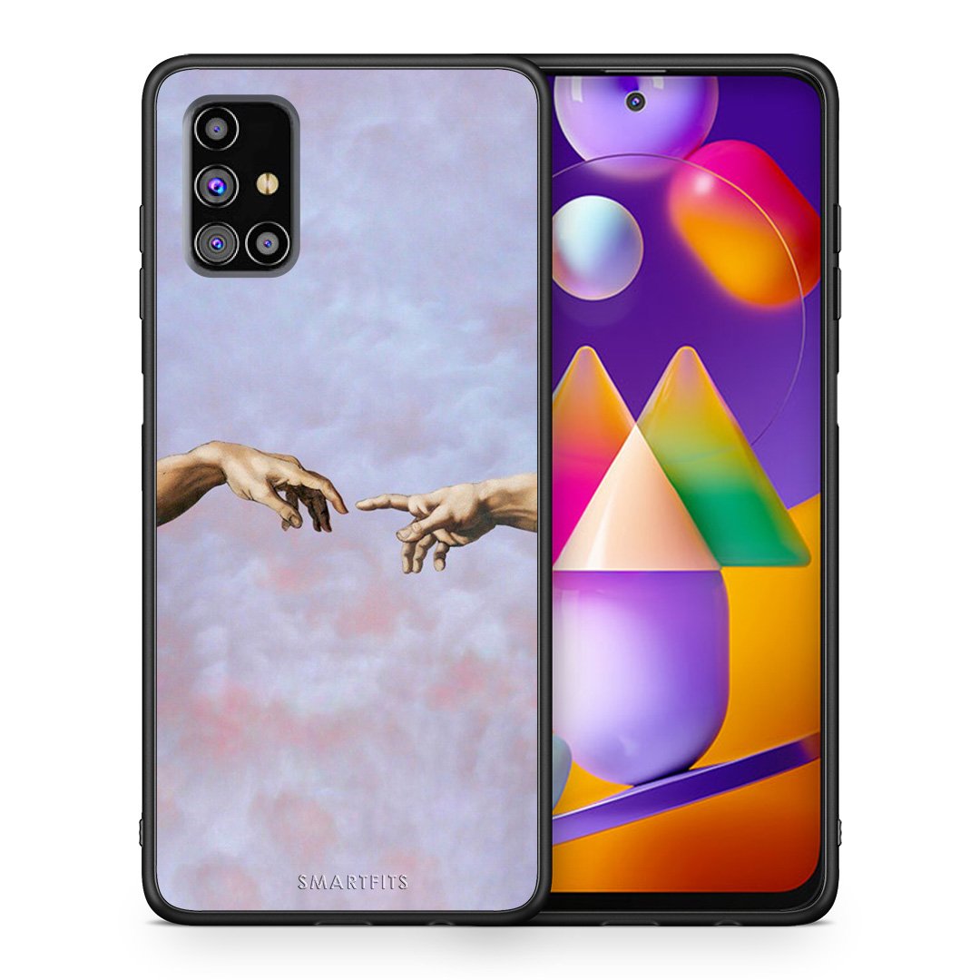 Θήκη Samsung M31s Adam Hand από τη Smartfits με σχέδιο στο πίσω μέρος και μαύρο περίβλημα | Samsung M31s Adam Hand case with colorful back and black bezels