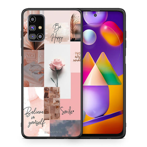 Θήκη Samsung M31s Aesthetic Collage από τη Smartfits με σχέδιο στο πίσω μέρος και μαύρο περίβλημα | Samsung M31s Aesthetic Collage case with colorful back and black bezels