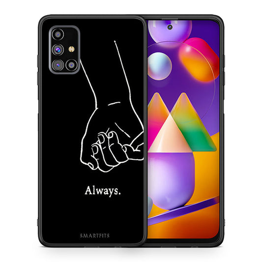 Θήκη Αγίου Βαλεντίνου Samsung M31s Always & Forever 1 από τη Smartfits με σχέδιο στο πίσω μέρος και μαύρο περίβλημα | Samsung M31s Always & Forever 1 case with colorful back and black bezels