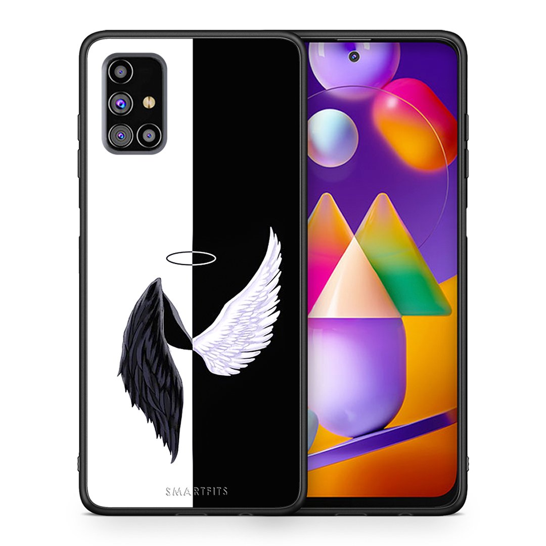 Θήκη Samsung M31s Angels Demons από τη Smartfits με σχέδιο στο πίσω μέρος και μαύρο περίβλημα | Samsung M31s Angels Demons case with colorful back and black bezels