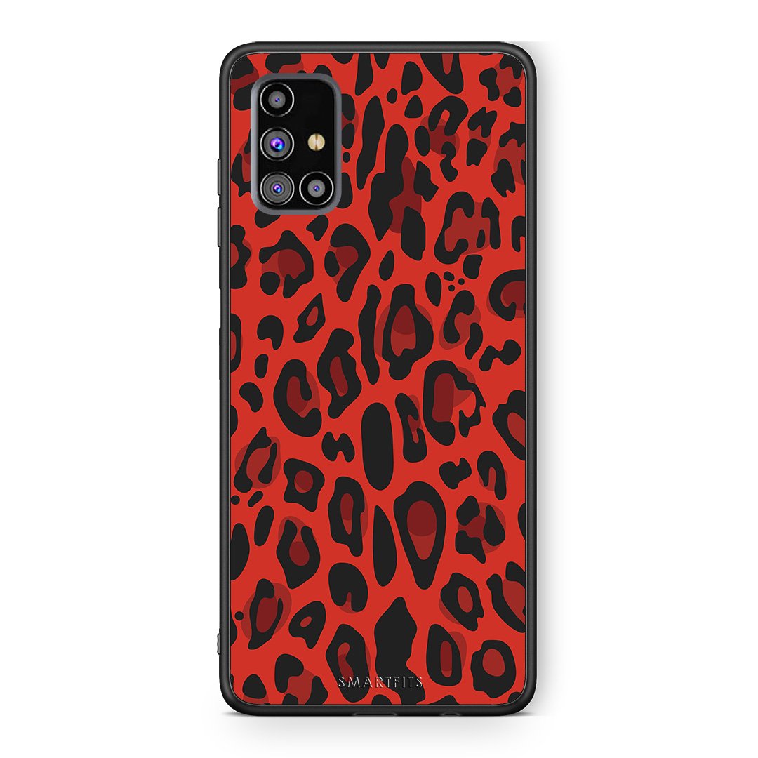 4 - Samsung M31s Red Leopard Animal case, cover, bumper