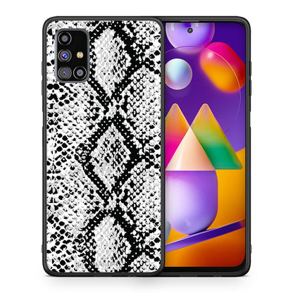 Θήκη Samsung M31s White Snake Animal από τη Smartfits με σχέδιο στο πίσω μέρος και μαύρο περίβλημα | Samsung M31s White Snake Animal case with colorful back and black bezels
