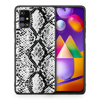 Thumbnail for Θήκη Samsung M31s White Snake Animal από τη Smartfits με σχέδιο στο πίσω μέρος και μαύρο περίβλημα | Samsung M31s White Snake Animal case with colorful back and black bezels