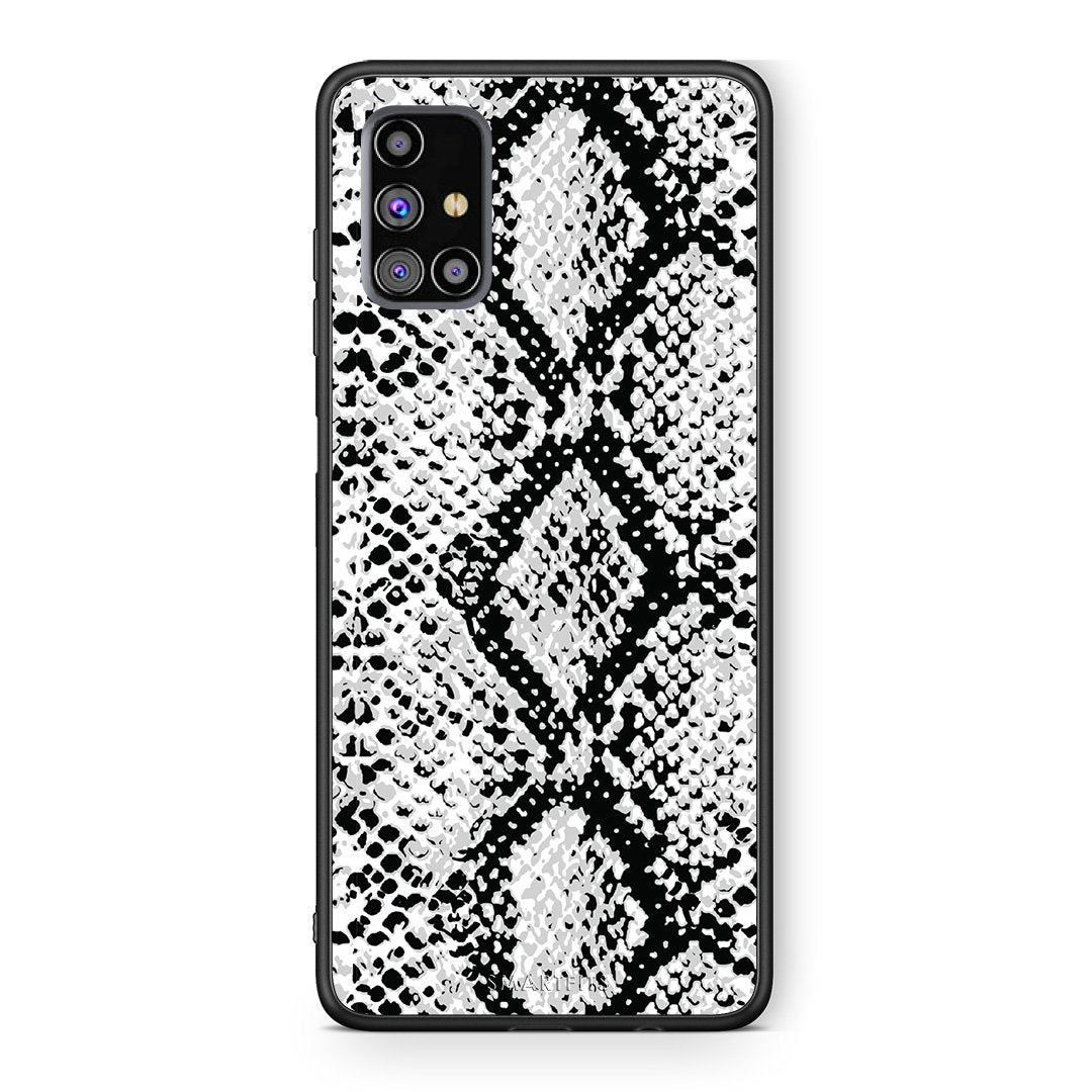 24 - Samsung M31s  White Snake Animal case, cover, bumper