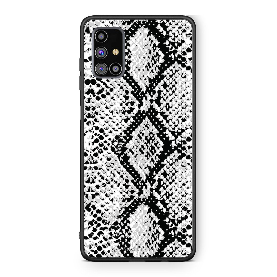 24 - Samsung M31s  White Snake Animal case, cover, bumper