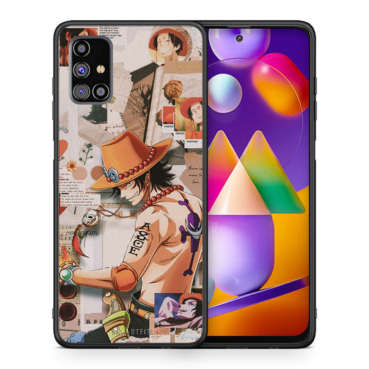 Θήκη Samsung M31s Anime Collage από τη Smartfits με σχέδιο στο πίσω μέρος και μαύρο περίβλημα | Samsung M31s Anime Collage case with colorful back and black bezels