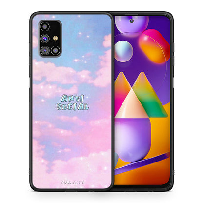 Θήκη Αγίου Βαλεντίνου Samsung M31s Anti Social από τη Smartfits με σχέδιο στο πίσω μέρος και μαύρο περίβλημα | Samsung M31s Anti Social case with colorful back and black bezels