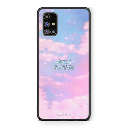 Samsung M31s Anti Social Θήκη Αγίου Βαλεντίνου από τη Smartfits με σχέδιο στο πίσω μέρος και μαύρο περίβλημα | Smartphone case with colorful back and black bezels by Smartfits
