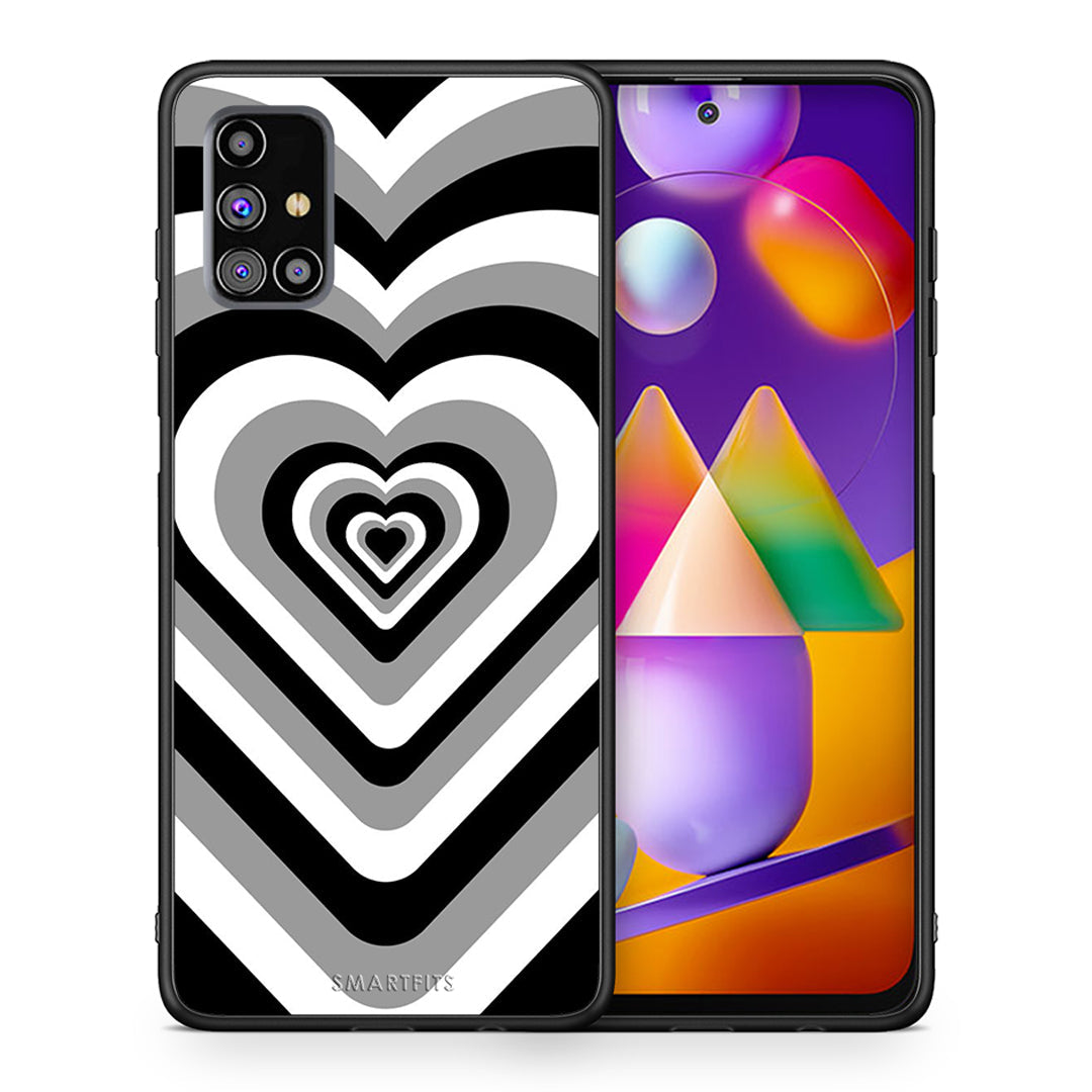 Θήκη Samsung M31s Black Hearts από τη Smartfits με σχέδιο στο πίσω μέρος και μαύρο περίβλημα | Samsung M31s Black Hearts case with colorful back and black bezels