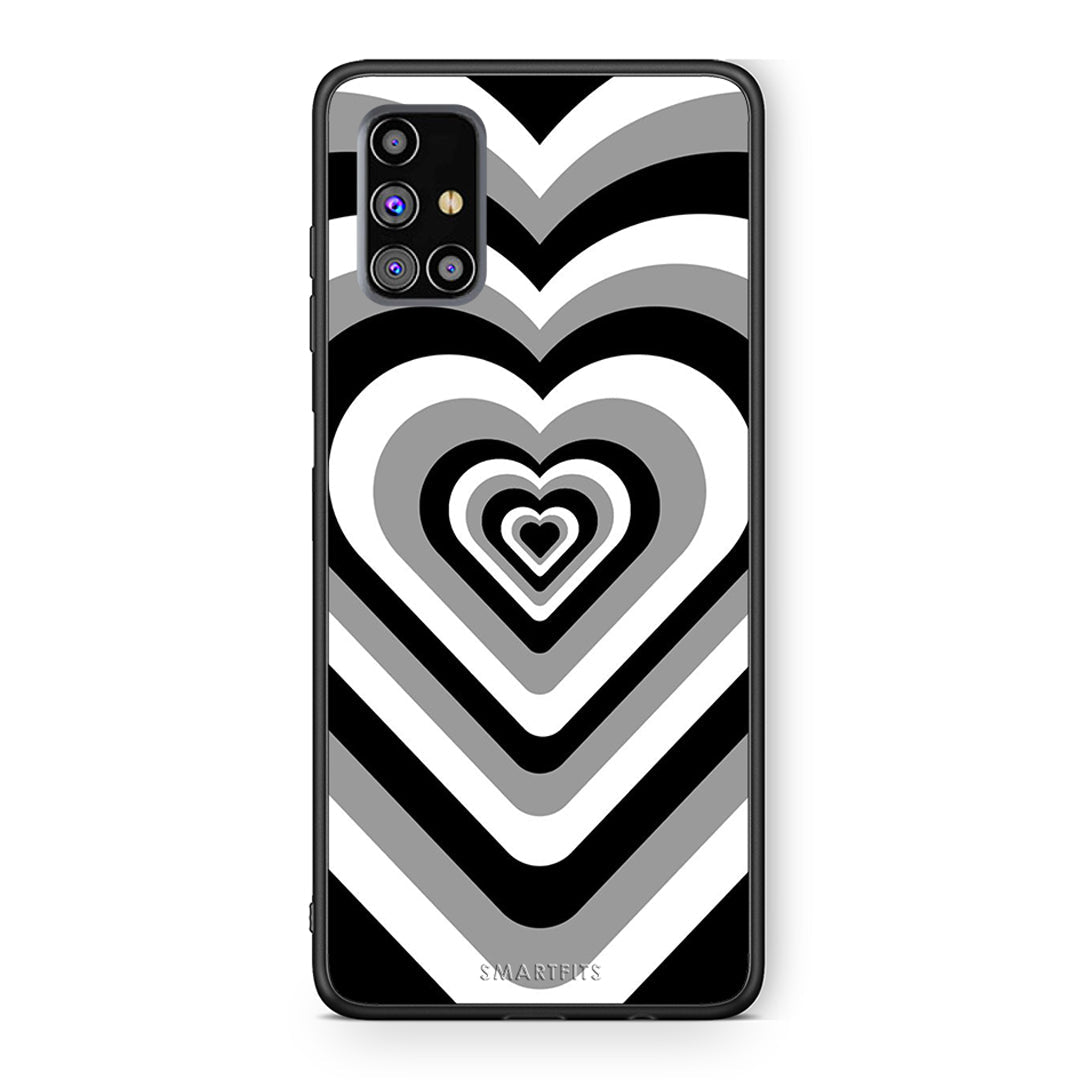 Samsung M31s Black Hearts θήκη από τη Smartfits με σχέδιο στο πίσω μέρος και μαύρο περίβλημα | Smartphone case with colorful back and black bezels by Smartfits