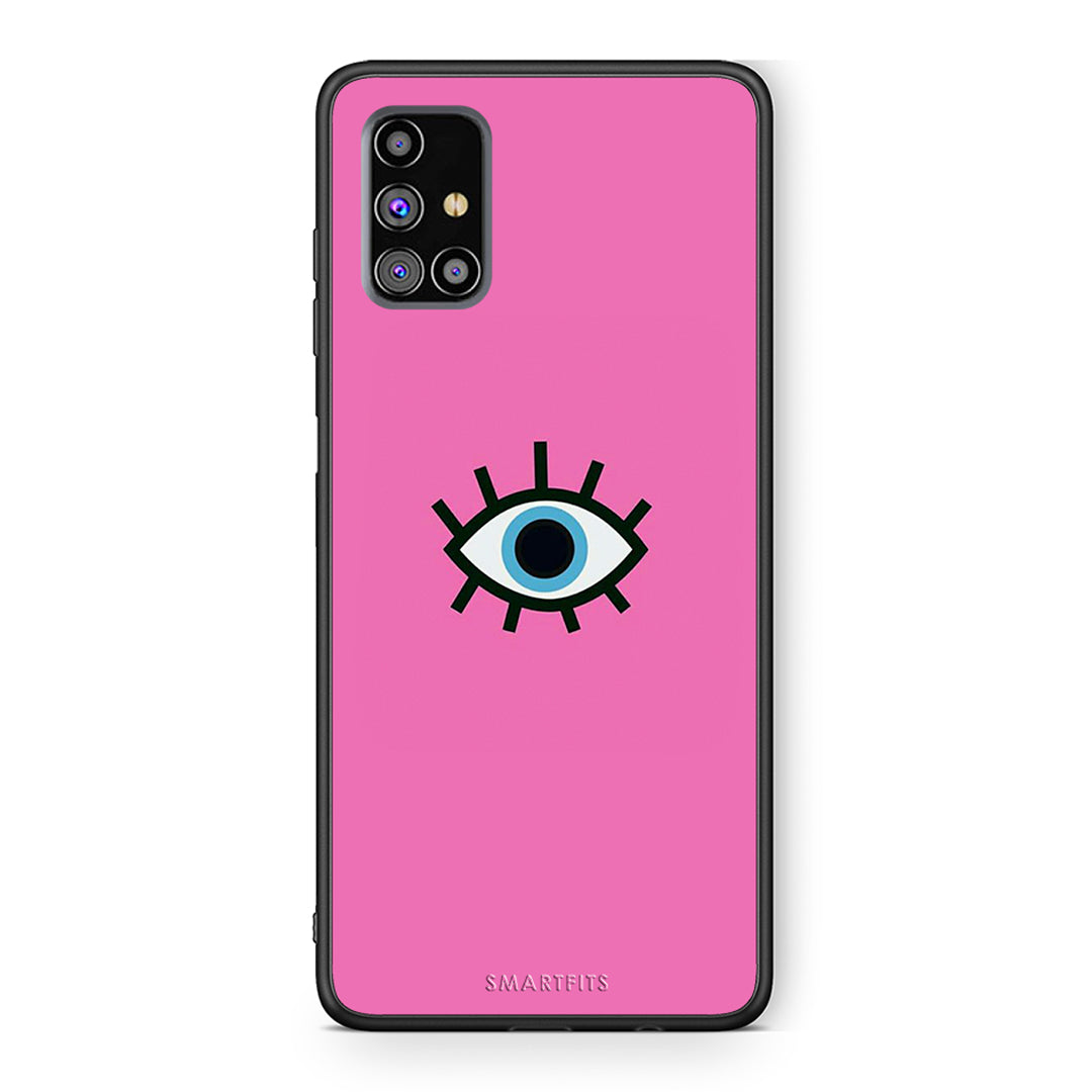 Samsung M31s Blue Eye Pink θήκη από τη Smartfits με σχέδιο στο πίσω μέρος και μαύρο περίβλημα | Smartphone case with colorful back and black bezels by Smartfits
