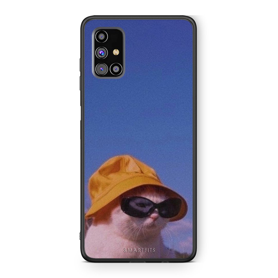 Samsung M31s Cat Diva θήκη από τη Smartfits με σχέδιο στο πίσω μέρος και μαύρο περίβλημα | Smartphone case with colorful back and black bezels by Smartfits