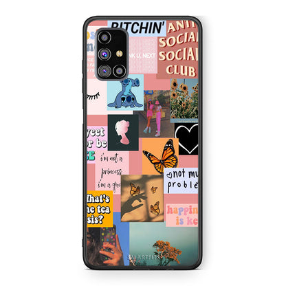 Samsung M31s Collage Bitchin Θήκη Αγίου Βαλεντίνου από τη Smartfits με σχέδιο στο πίσω μέρος και μαύρο περίβλημα | Smartphone case with colorful back and black bezels by Smartfits