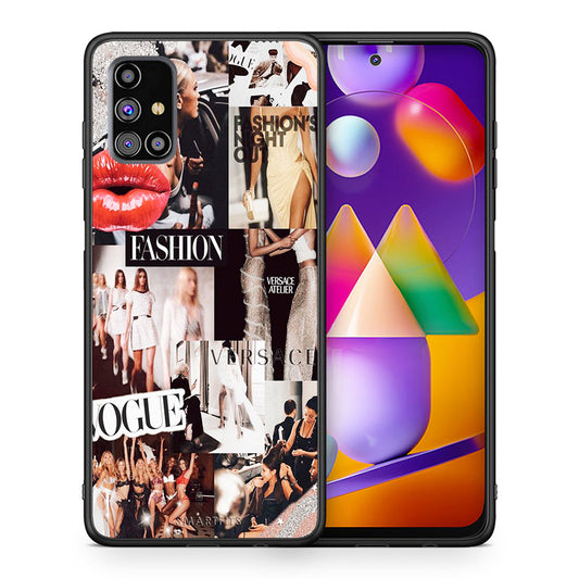 Θήκη Αγίου Βαλεντίνου Samsung M31s Collage Fashion από τη Smartfits με σχέδιο στο πίσω μέρος και μαύρο περίβλημα | Samsung M31s Collage Fashion case with colorful back and black bezels