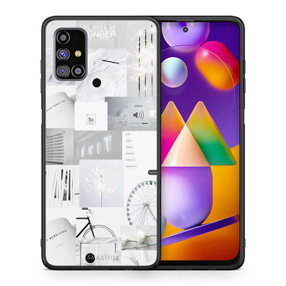 Θήκη Αγίου Βαλεντίνου Samsung M31s Collage Make Me Wonder από τη Smartfits με σχέδιο στο πίσω μέρος και μαύρο περίβλημα | Samsung M31s Collage Make Me Wonder case with colorful back and black bezels