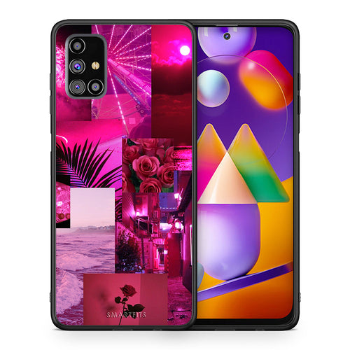 Θήκη Αγίου Βαλεντίνου Samsung M31s Collage Red Roses από τη Smartfits με σχέδιο στο πίσω μέρος και μαύρο περίβλημα | Samsung M31s Collage Red Roses case with colorful back and black bezels