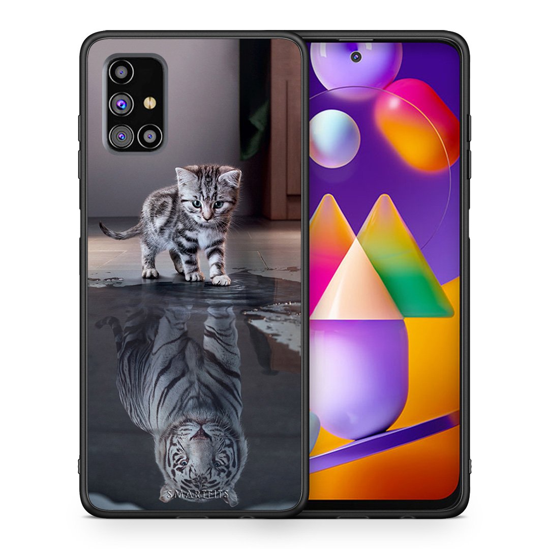 Θήκη Samsung M31s Tiger Cute από τη Smartfits με σχέδιο στο πίσω μέρος και μαύρο περίβλημα | Samsung M31s Tiger Cute case with colorful back and black bezels