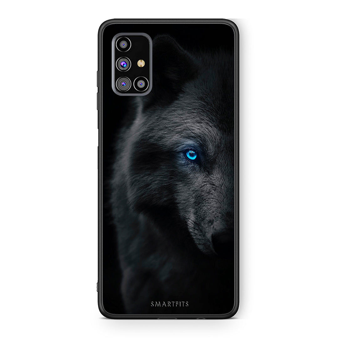 Samsung M31s Dark Wolf θήκη από τη Smartfits με σχέδιο στο πίσω μέρος και μαύρο περίβλημα | Smartphone case with colorful back and black bezels by Smartfits