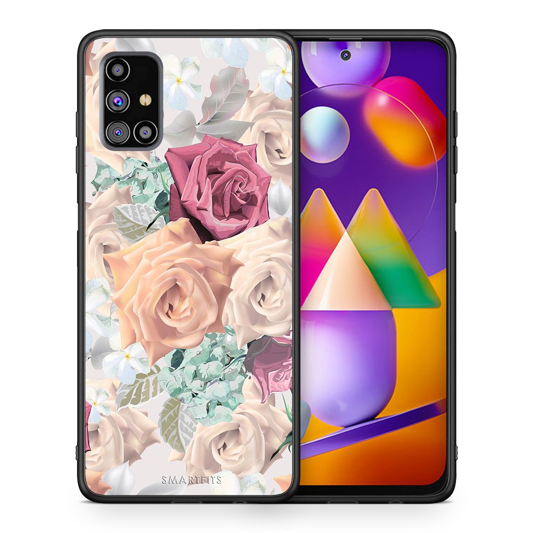 Θήκη Samsung M31s Bouquet Floral από τη Smartfits με σχέδιο στο πίσω μέρος και μαύρο περίβλημα | Samsung M31s Bouquet Floral case with colorful back and black bezels