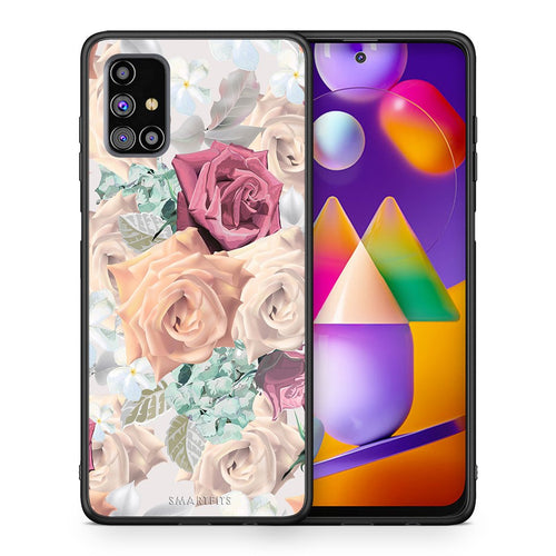 Θήκη Samsung M31s Bouquet Floral από τη Smartfits με σχέδιο στο πίσω μέρος και μαύρο περίβλημα | Samsung M31s Bouquet Floral case with colorful back and black bezels