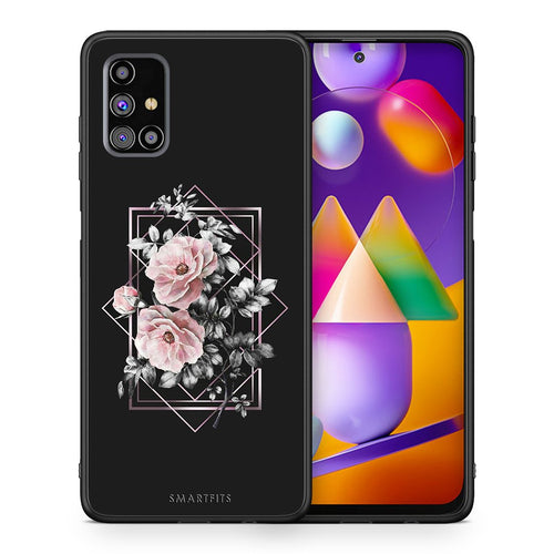 Θήκη Samsung M31s Frame Flower από τη Smartfits με σχέδιο στο πίσω μέρος και μαύρο περίβλημα | Samsung M31s Frame Flower case with colorful back and black bezels