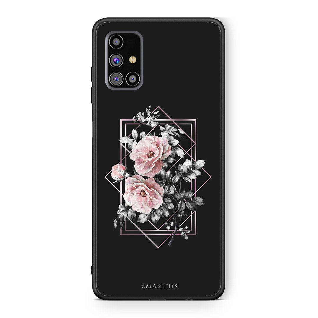 4 - Samsung M31s Frame Flower case, cover, bumper