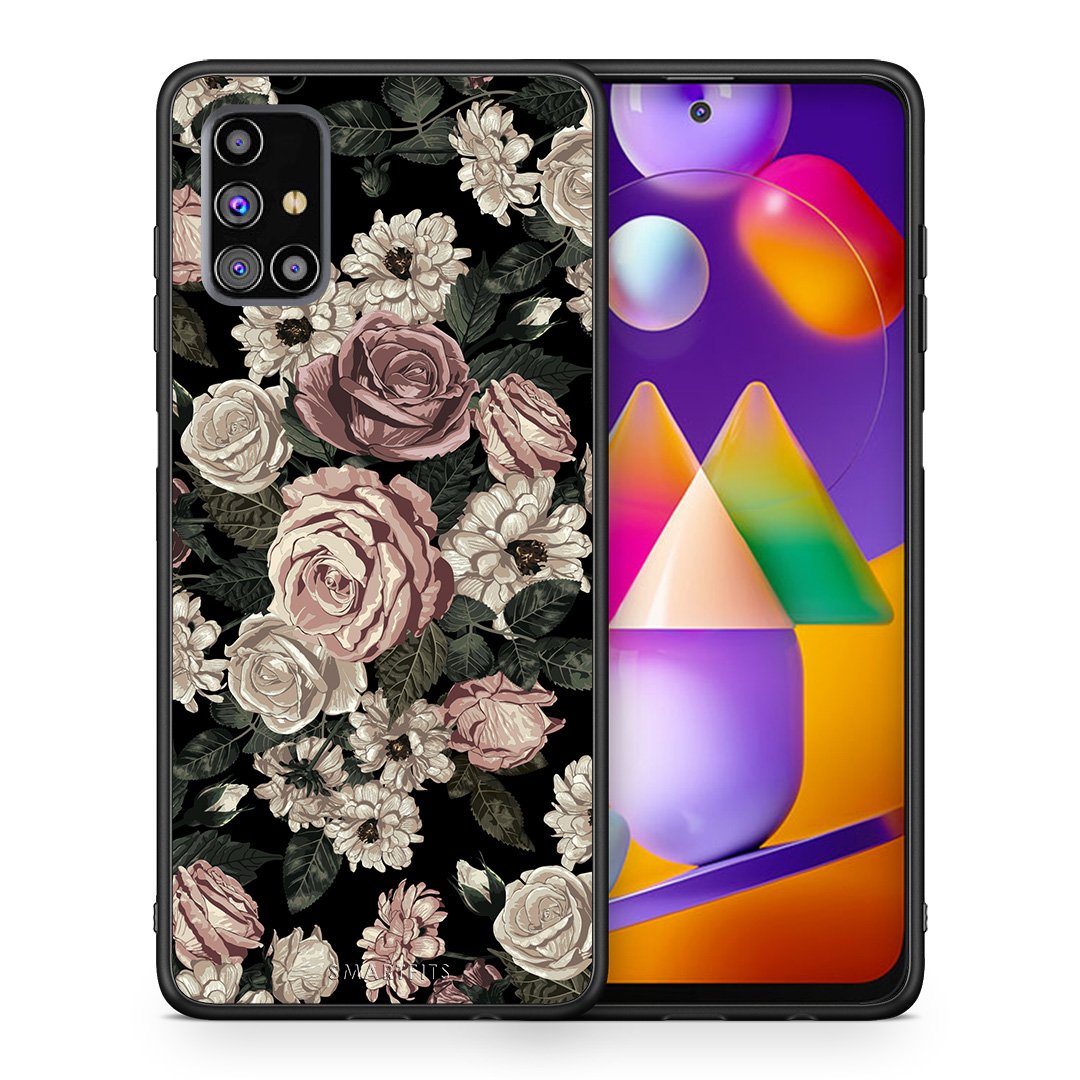 Θήκη Samsung M31s Wild Roses Flower από τη Smartfits με σχέδιο στο πίσω μέρος και μαύρο περίβλημα | Samsung M31s Wild Roses Flower case with colorful back and black bezels