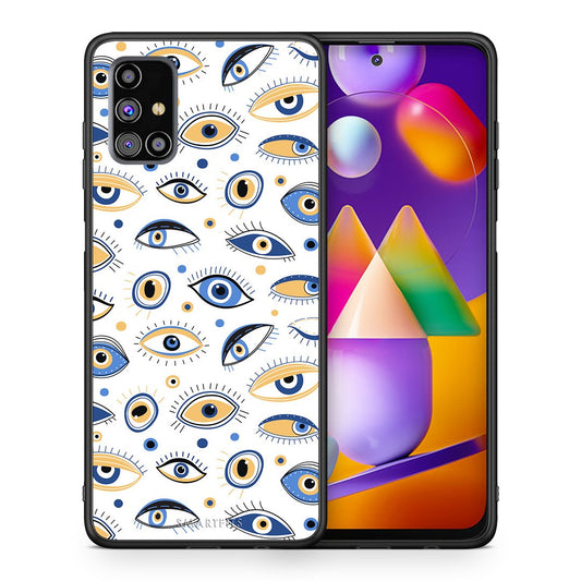 Θήκη Samsung M31s Ftou Ftou από τη Smartfits με σχέδιο στο πίσω μέρος και μαύρο περίβλημα | Samsung M31s Ftou Ftou case with colorful back and black bezels