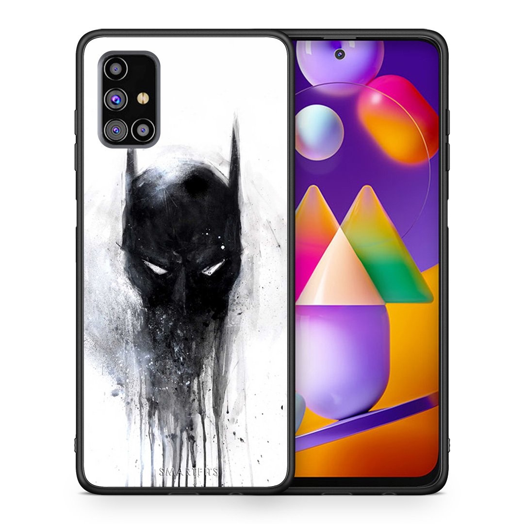 Θήκη Samsung M31s Paint Bat Hero από τη Smartfits με σχέδιο στο πίσω μέρος και μαύρο περίβλημα | Samsung M31s Paint Bat Hero case with colorful back and black bezels