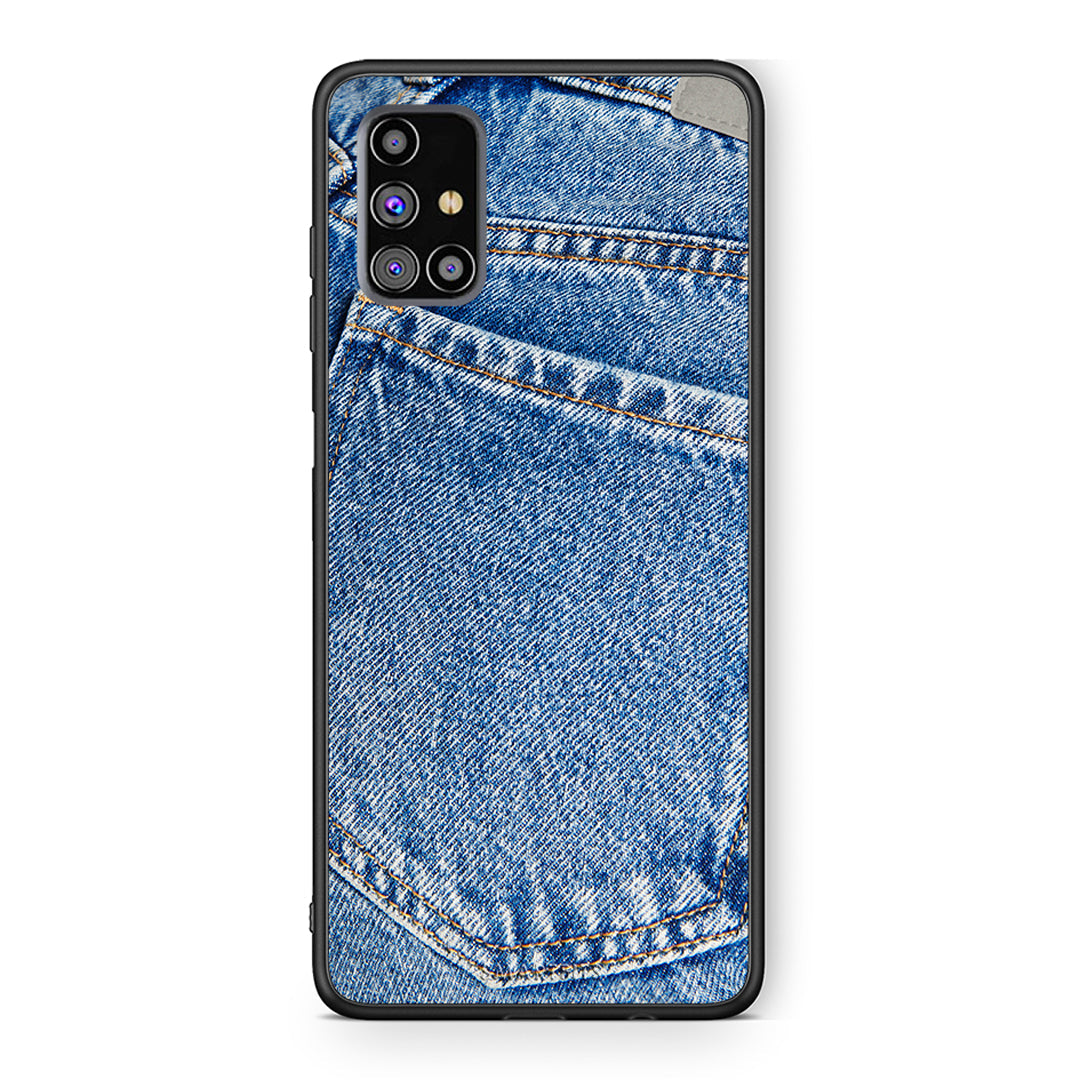 Samsung M31s Jeans Pocket θήκη από τη Smartfits με σχέδιο στο πίσω μέρος και μαύρο περίβλημα | Smartphone case with colorful back and black bezels by Smartfits