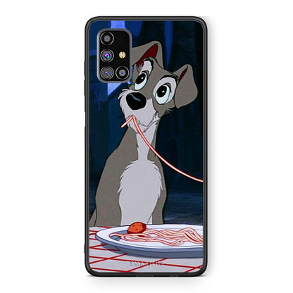 Samsung M31s Lady And Tramp 1 Θήκη Αγίου Βαλεντίνου από τη Smartfits με σχέδιο στο πίσω μέρος και μαύρο περίβλημα | Smartphone case with colorful back and black bezels by Smartfits