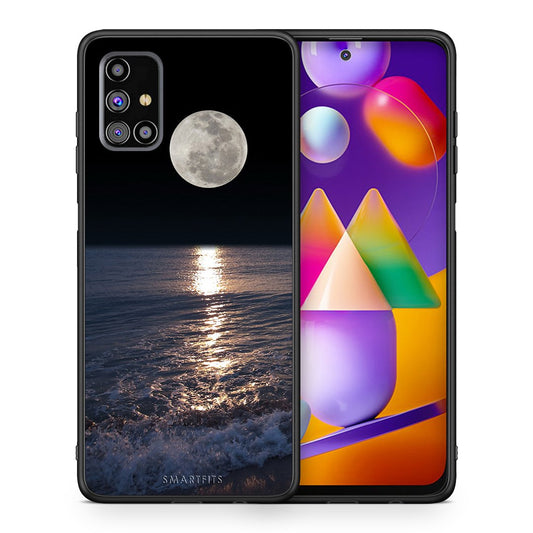 Θήκη Samsung M31s Moon Landscape από τη Smartfits με σχέδιο στο πίσω μέρος και μαύρο περίβλημα | Samsung M31s Moon Landscape case with colorful back and black bezels