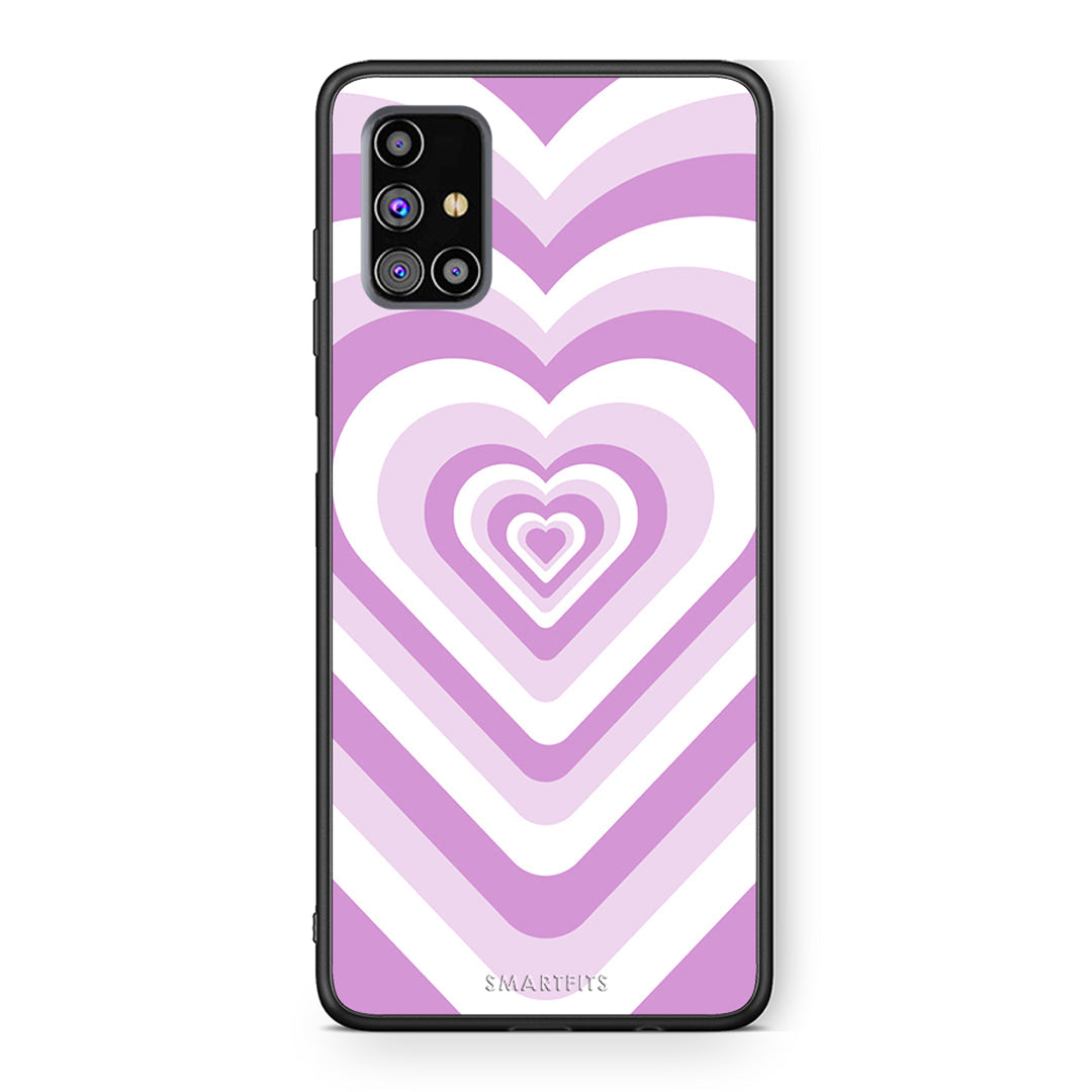 Samsung M31s Lilac Hearts θήκη από τη Smartfits με σχέδιο στο πίσω μέρος και μαύρο περίβλημα | Smartphone case with colorful back and black bezels by Smartfits