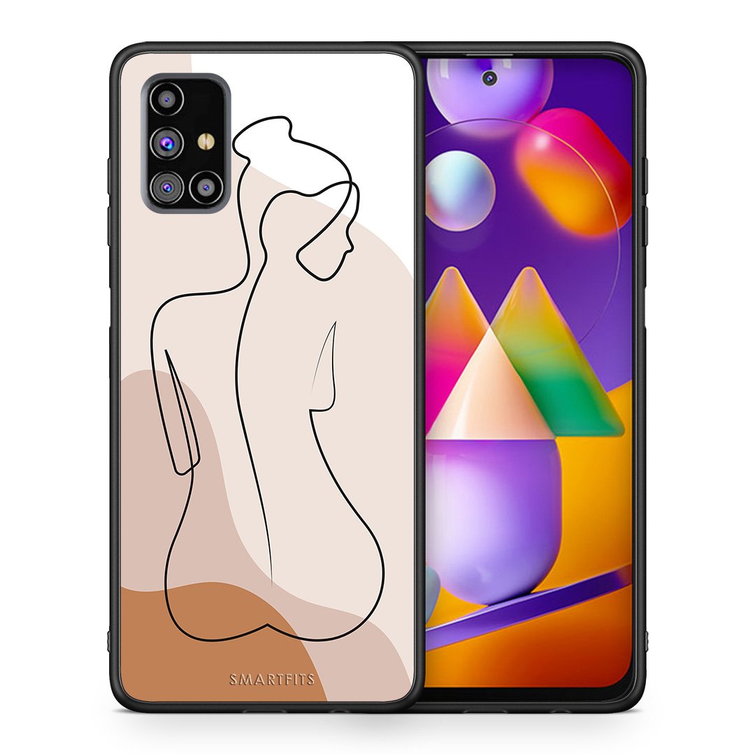 Θήκη Samsung M31s LineArt Woman από τη Smartfits με σχέδιο στο πίσω μέρος και μαύρο περίβλημα | Samsung M31s LineArt Woman case with colorful back and black bezels