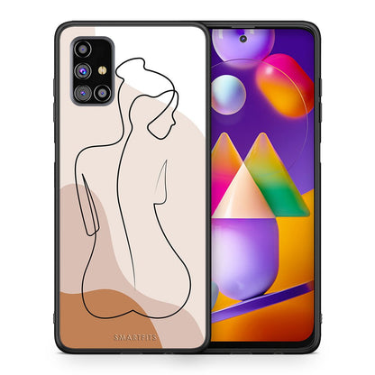 Θήκη Samsung M31s LineArt Woman από τη Smartfits με σχέδιο στο πίσω μέρος και μαύρο περίβλημα | Samsung M31s LineArt Woman case with colorful back and black bezels