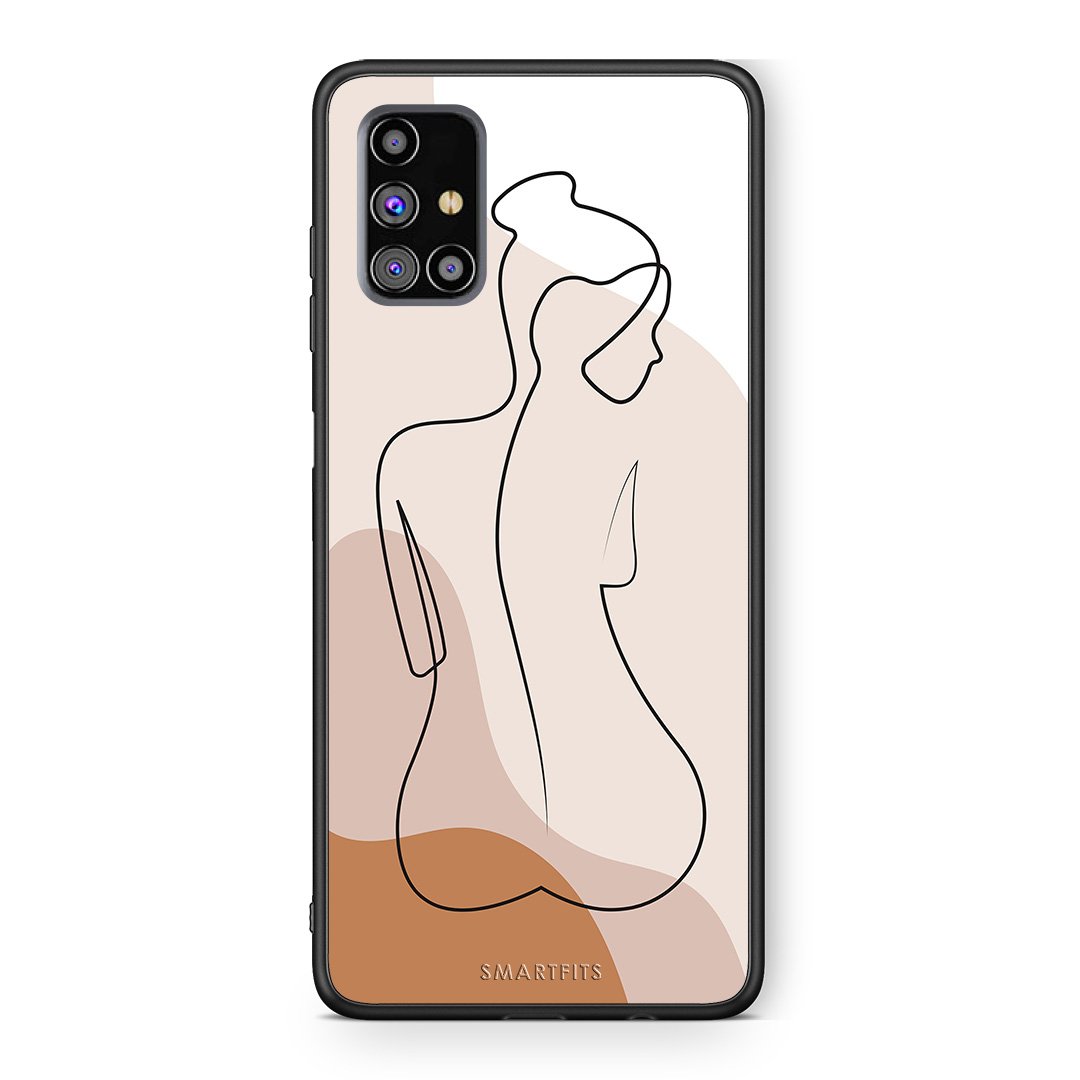 Samsung M31s LineArt Woman θήκη από τη Smartfits με σχέδιο στο πίσω μέρος και μαύρο περίβλημα | Smartphone case with colorful back and black bezels by Smartfits