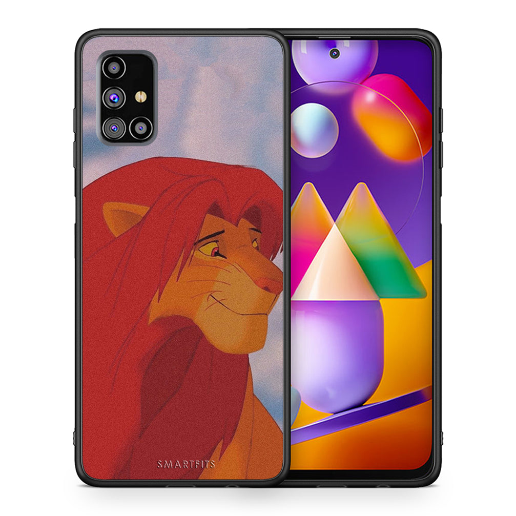Θήκη Αγίου Βαλεντίνου Samsung M31s Lion Love 1 από τη Smartfits με σχέδιο στο πίσω μέρος και μαύρο περίβλημα | Samsung M31s Lion Love 1 case with colorful back and black bezels