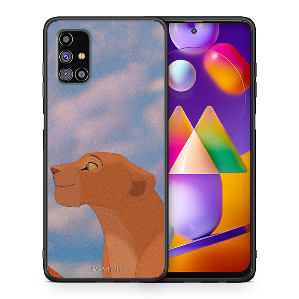 Θήκη Αγίου Βαλεντίνου Samsung M31s Lion Love 2 από τη Smartfits με σχέδιο στο πίσω μέρος και μαύρο περίβλημα | Samsung M31s Lion Love 2 case with colorful back and black bezels