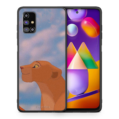 Θήκη Αγίου Βαλεντίνου Samsung M31s Lion Love 2 από τη Smartfits με σχέδιο στο πίσω μέρος και μαύρο περίβλημα | Samsung M31s Lion Love 2 case with colorful back and black bezels
