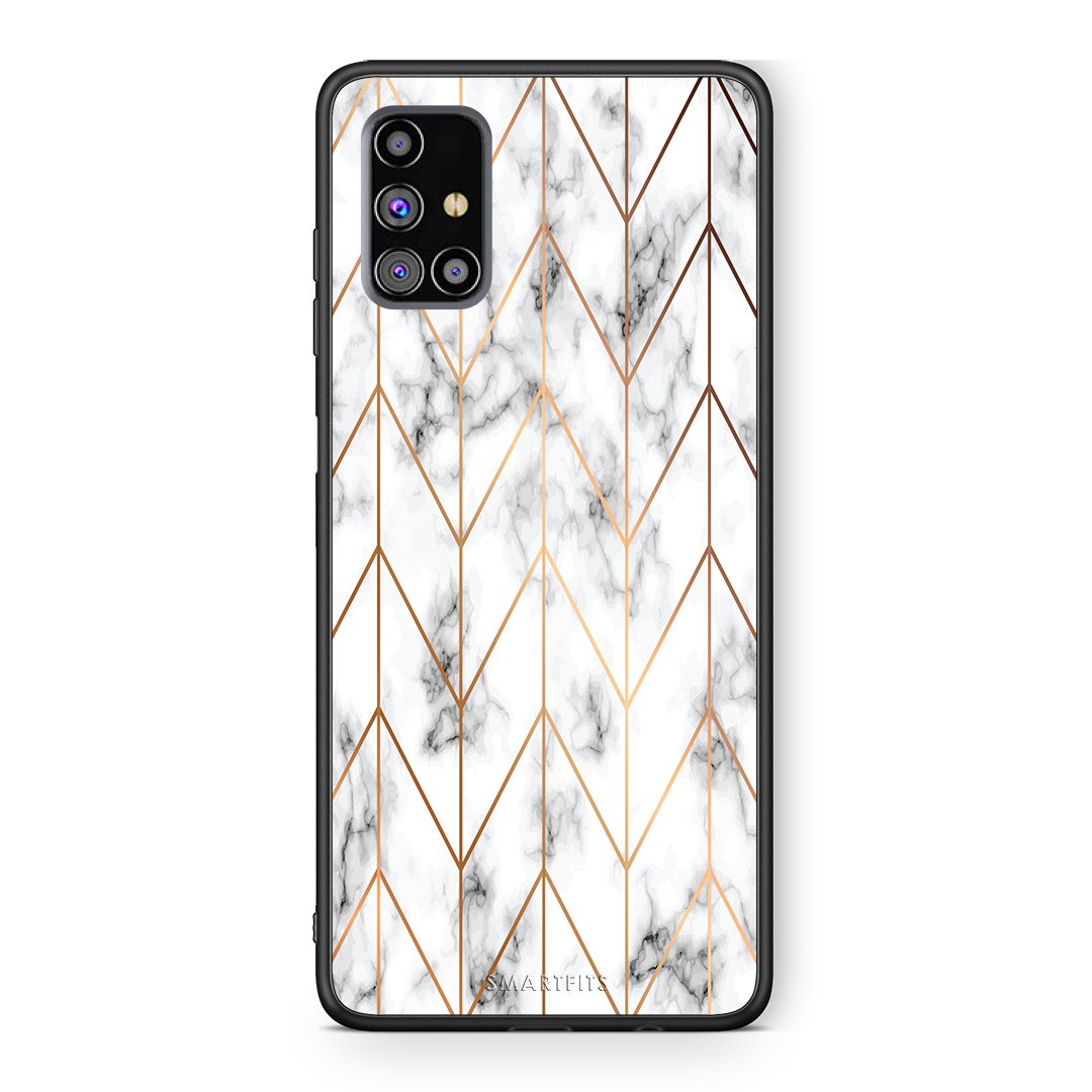 44 - Samsung M31s  Gold Geometric Marble case, cover, bumper