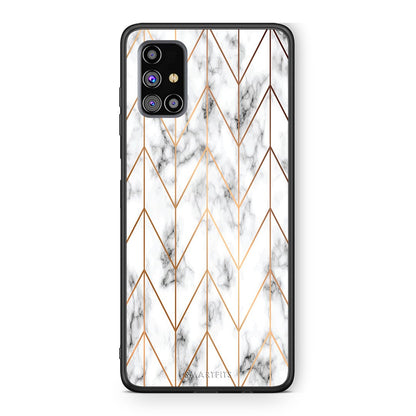 44 - Samsung M31s  Gold Geometric Marble case, cover, bumper
